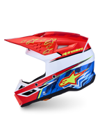 Alpinestars SM3 Falcon helm ECE06, motorcrosshelm voor off-road rijden, rood en blauw, ECE 22.06 gecertificeerd met gepatenteerd vizierontgrendelingssysteem.