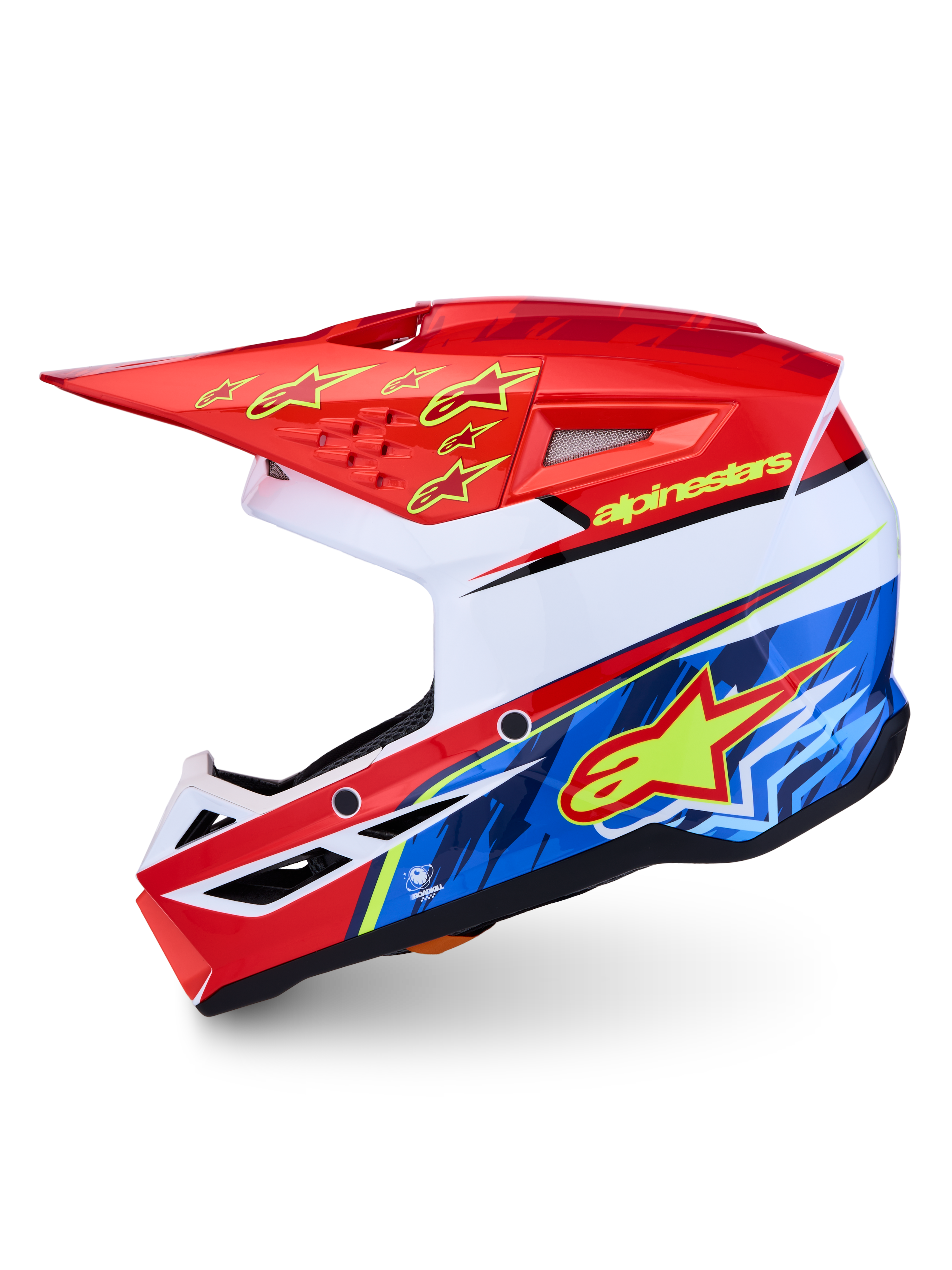 Alpinestars SM3 Falcon helm ECE06, motorcrosshelm voor off-road rijden, rood en blauw, ECE 22.06 gecertificeerd met gepatenteerd vizierontgrendelingssysteem.