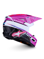 Alpinestars SM3 Falcon Helm ECE06, Offroad-Motocross-Helm, Lila und Weiß, glänzendes Finish, ECE 22.06 zertifiziert.