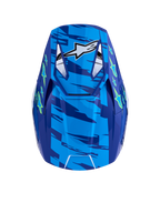 Alpinestars SM3 Falcon Helm ECE06, blauw en fluogeel, motorcrosshelm van bovenaf met geventileerd vizier, ECE 2206-gecertificeerd.