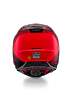 Casque Alpinestars Supertech M10 Flood, vue arrière, argent, noir et orange fluo mat, doté d'évents d'extraction intégrés, d'autocollants de certification DOT et ECE, du logo Mips jaune et d'un profil aérodynamique épuré pour le motocross
