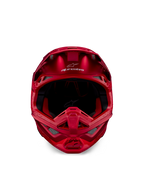 Alpinestars Supertech M10 Flood helm, motorcrosshelm, rood fluo en rood mat/glanzend, vooraanzicht met aerodynamisch profiel en meerdere ventilatieopeningen, Alpinestars-logo op het voorhoofd en rode binnenvoering, professionele off-road race-uitrusting