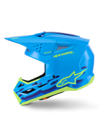Alpinestars S-M3 Force OCD helm, motorcrosshelm, Cyan Glossy met grafische accenten, voorzien van een gestroomlijnde schaal, beschermend vizier en high-flow ventilatie voor off-road racen