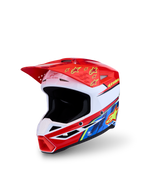 Casque Alpinestars SM3 Falcon Junior ECE06, motocross pour enfant, rouge et blanc, motifs jaunes et bleus, certifié ECE 2206.