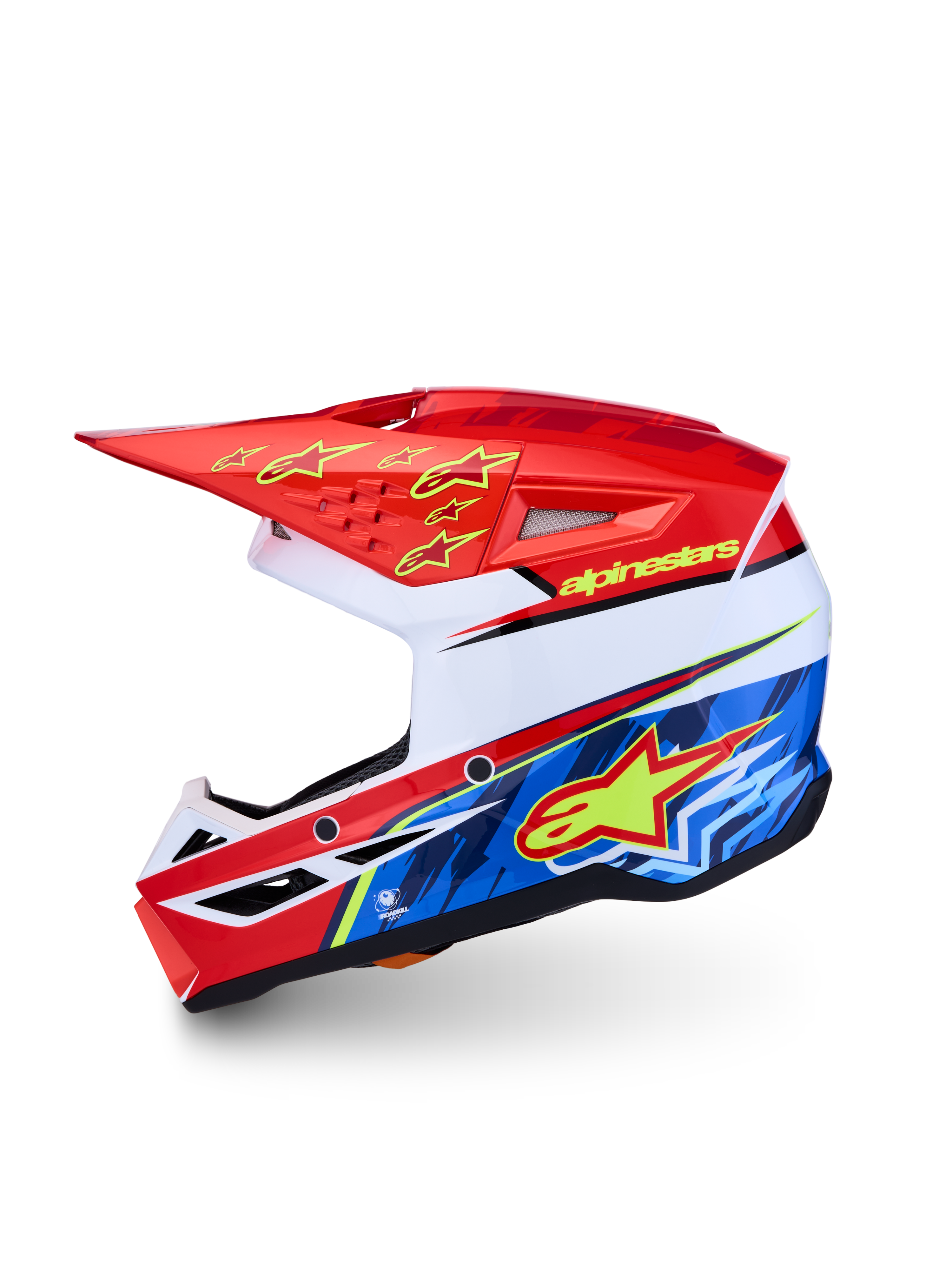 Alpinestars SM3 Falcon Junior ECE06, casque de motocross pour enfant, rouge, bleu et blanc, coque thermoplastique légère certifiée ECE 2206