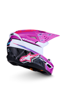 Alpinestars Jeugd SM3 Falcon helm, motorcrosshelm voor jongeren, paars, wit en roze graphics, ECE-gecertificeerd.