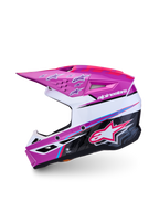 Alpinestars jeugd SM3 Falcon helm ECE06, motorcrosshelm, paars en wit, ECE 22.06-gecertificeerd, glanzende schaal