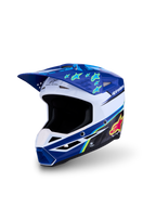 Alpinestars Jeugd SM3 Falcon helm ECE06, blauwe en witte motorcrosshelm met neongele accenten, ECE 22.06-gecertificeerd voor off-road en MX.