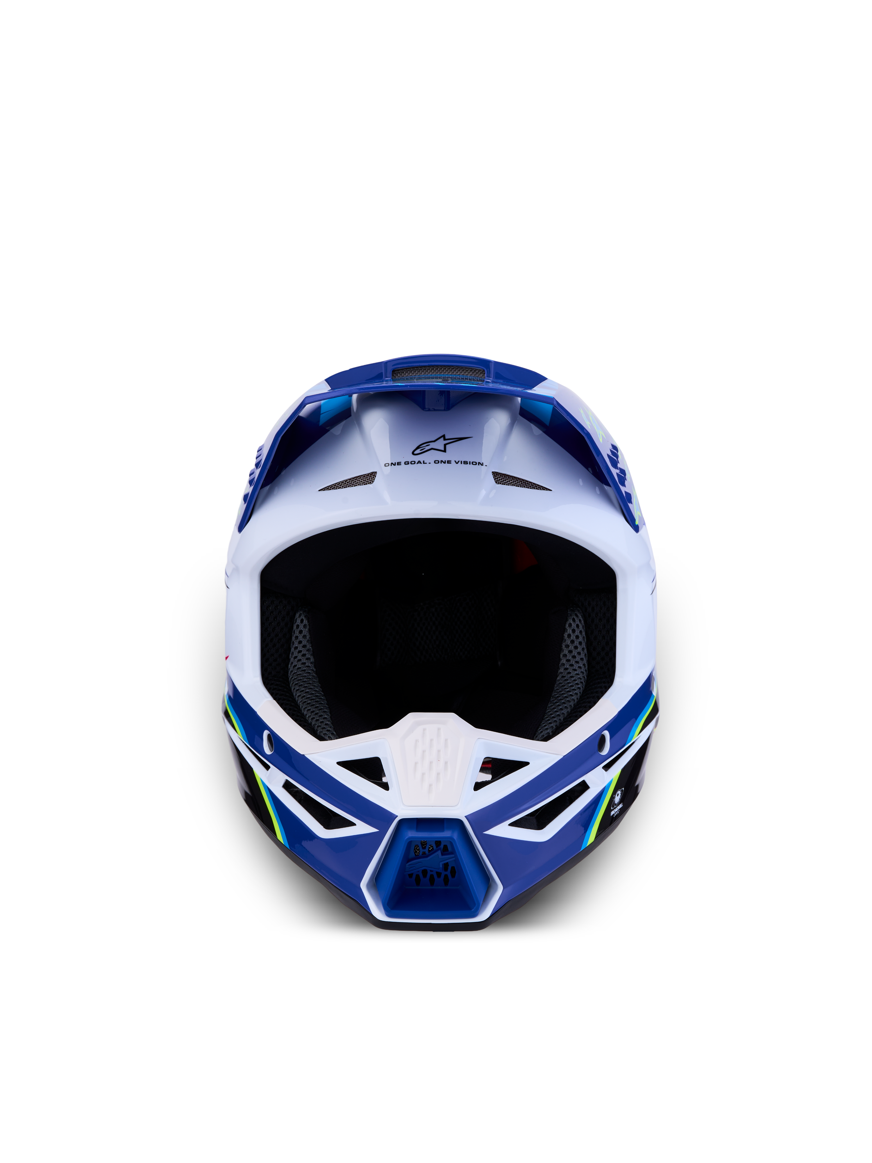 Alpinestars Jeugd SM3 Falcon helm ECE06, blauw-witte motocrosshelm voor kinderen, superieure ventilatie en impactbescherming, ECE 2206-gecertificeerd.