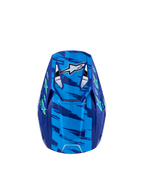 Alpinestars Jeugd SM3 Falcon helm, blauwe en gele motorcrosshelm, achteraanzicht voor jonge rijders, ECE06-gecertificeerd.