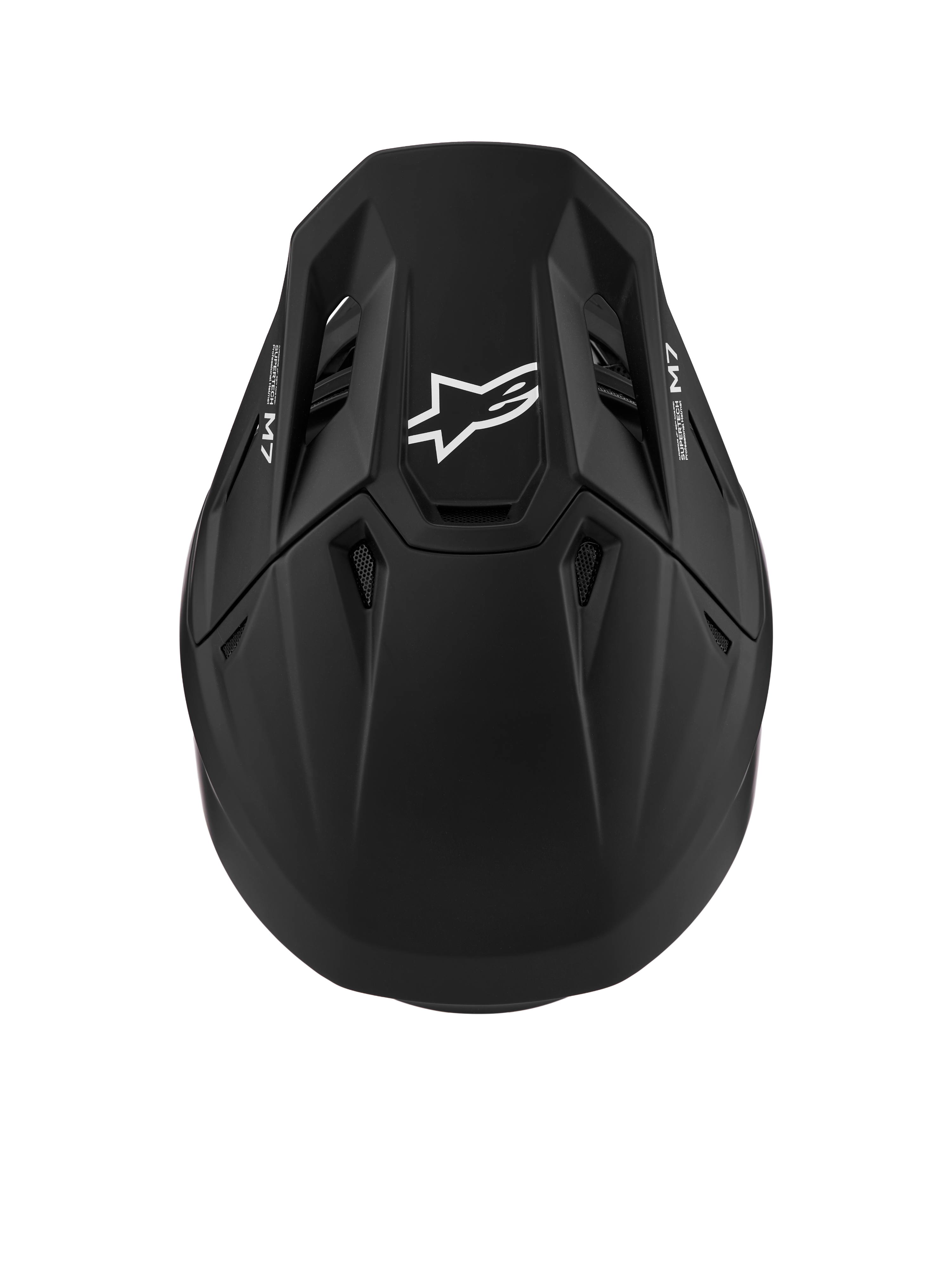 Alpinestars S-M7 Solid helm ECE06, aerodynamische motocrosshelm, mat zwart met wit logo, ECE 22.06 gecertificeerd.