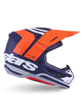 Alpinestars S-M7 Core Helmet ECE 22.06, Motocross Racing Helmet, Matte Dark Blue with Vibrant Orange and White Accents, Orange Visor, Aerodynamic Profile with Mesh Ventilation Ports, ECE 22.06 Certified