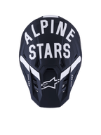 Alpinestars S-M7 Dasher Helmet, Motocross Helmet, Black White Matt, front view with bold white Alpinestars text and star logo, matte finish composite shell with ventilation ports, professional off-road racing gear.