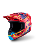 Alpinestars S-M7 Cast Helmet ECE06, Motocross Racing Helmet, Red with Fluo Yellow and Blue accents, ECE 22.06 certified lightweight composite shell for off-road performance.