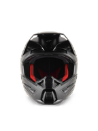 Alpinestars S-M5 Solid Helmet, Motocross Helmet, Black Matte, front view featuring red interior padding, sculpted chin bar with ventilation ports, and protective visor for off-road racing