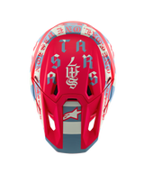 Casque S-M7 Beast Coast Édition Limitée, graphismes orange fluo et gris avec lettrage gothique, vue de dessus.