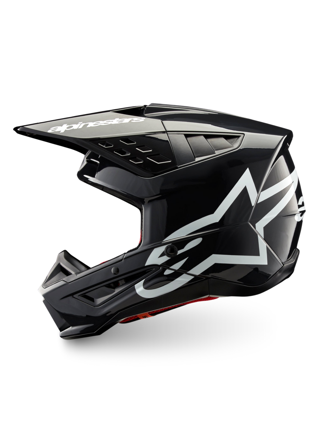 Alpinestars S-M5 Corp, casque de motocross gris foncé brillant avec logos blancs, certifié ECE 22.06