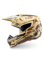Alpinestars S-M5 Mineral helm, motorcrosshelm met donkerbruine camouflage, ECE 22.06-gecertificeerde off-road bescherming.
