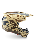 Alpinestars S-M5 Mineral motorcrosshelm, bruin en beige camouflage, ECE 22.06-gecertificeerd, off-road hoofdbescherming.