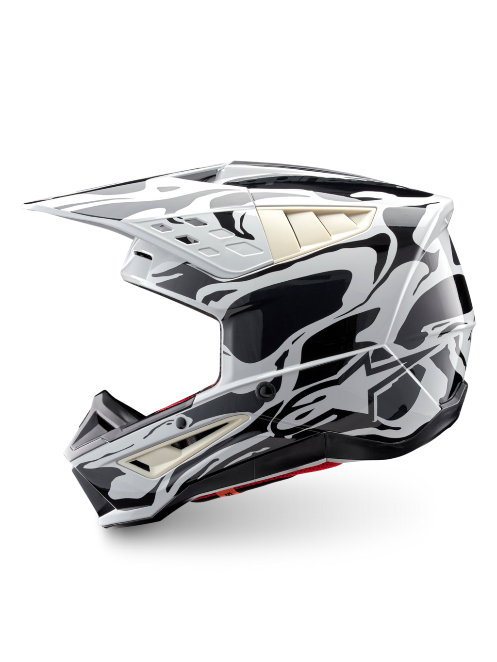 Alpinestars S-M5 Mineral Helm, Offroad-Motocrosshelm, Cool Gray und Dunkelgrau glänzend, ECE 22.06-zertifiziert.