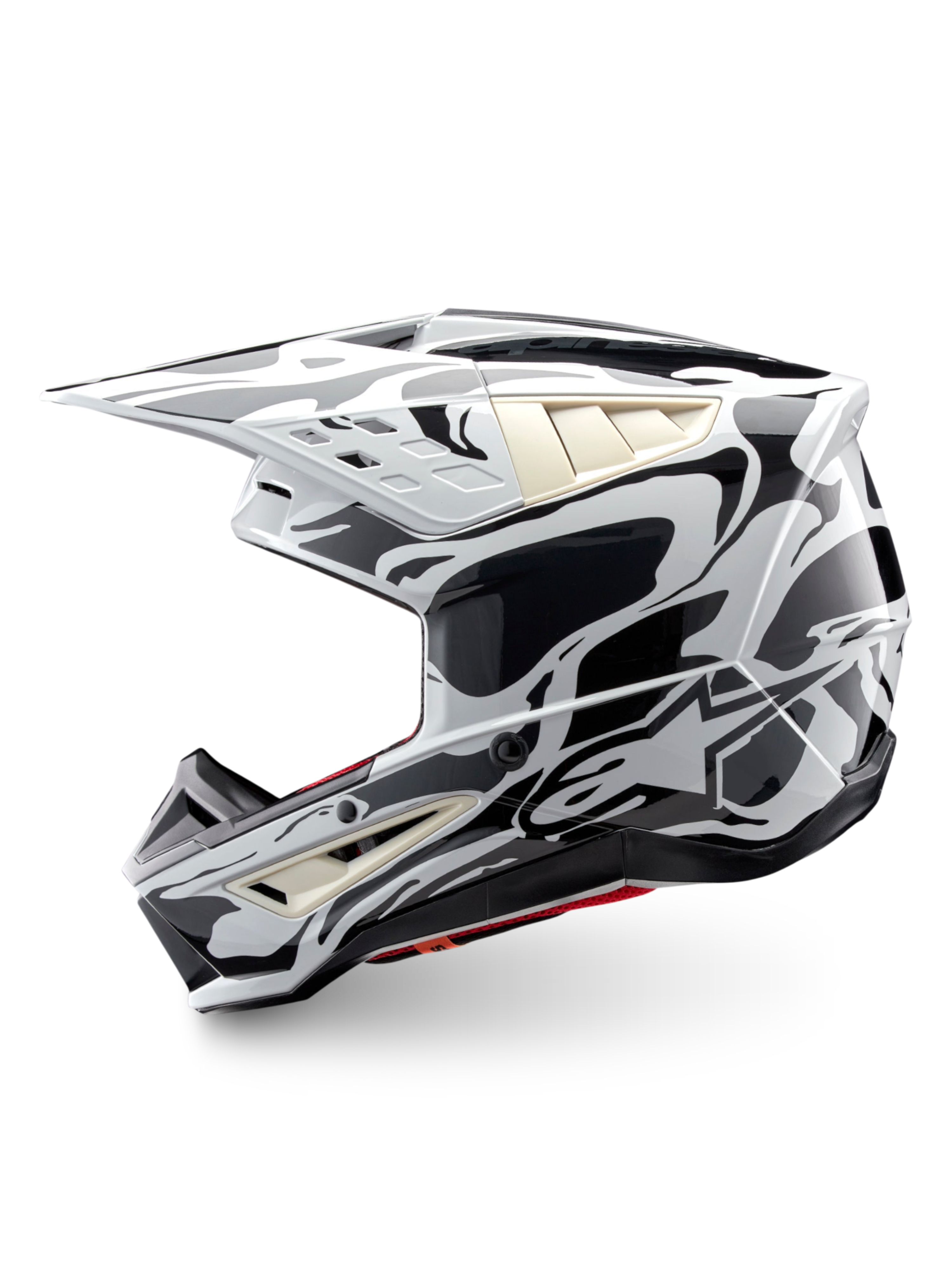 Alpinestars S-M5 Mineral Helm, Offroad-Motocrosshelm, Cool Gray und Dunkelgrau glänzend, ECE 22.06-zertifiziert.