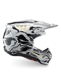 Alpinestars S-M5 Mineral Helm, Motocross-Helm in Grau und Dunkelgrau, ECE 22.06-zertifiziert mit Camouflage-Grafik.