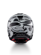 Alpinestars S-M5 Mineral Motocrosshelm, Cool Gray und Dunkelgrau, ECE 22.06-zertifiziert, Rückansicht mit Belüftung.