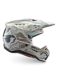 Alpinestars S-M5 Mineral helm, motocrosshelm in warm grijs en celadon groen, ECE 22.06-gecertificeerde off-road bescherming.