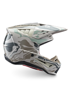 Alpinestars S-M5 Mineral helm, motocrosshelm in warm grijs en celadon groen, ECE 22.06-gecertificeerde off-road bescherming.