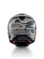 Alpinestars S-M5 Mineral helm, achteraanzicht motocrosshelm in warm grijs en celadon groen camo, ECE 22.06-gecertificeerd.