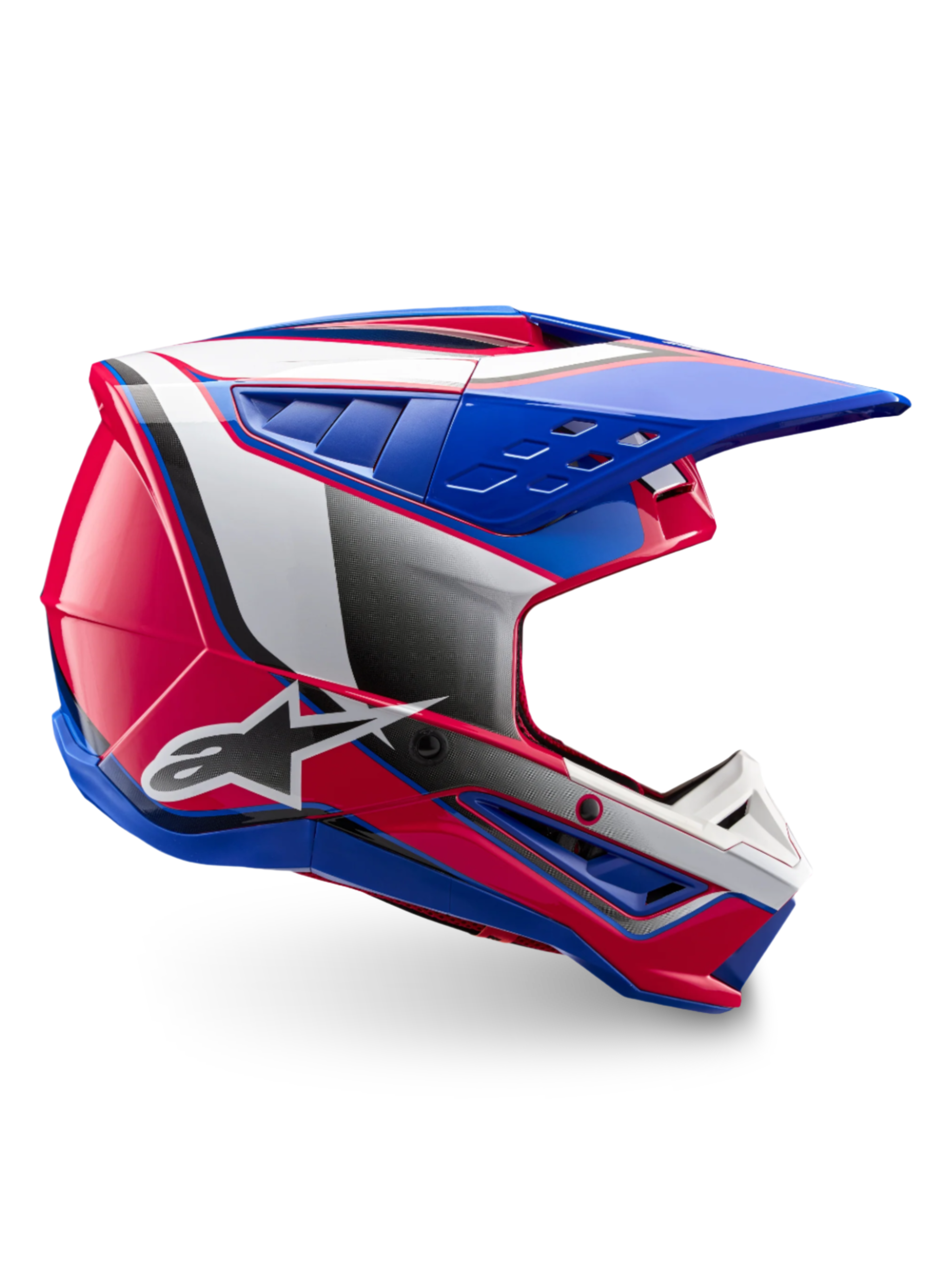 Casque Alpinestars S-M5 Sail de motocross, blanc, rose et bleu émail, finition brillante, certifié ECE 22.06.