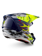 Alpinestars S-M5 Rash helm, motocross off-road, glanzend nacht marine en geel fluo, ECE 22.06-gecertificeerd.