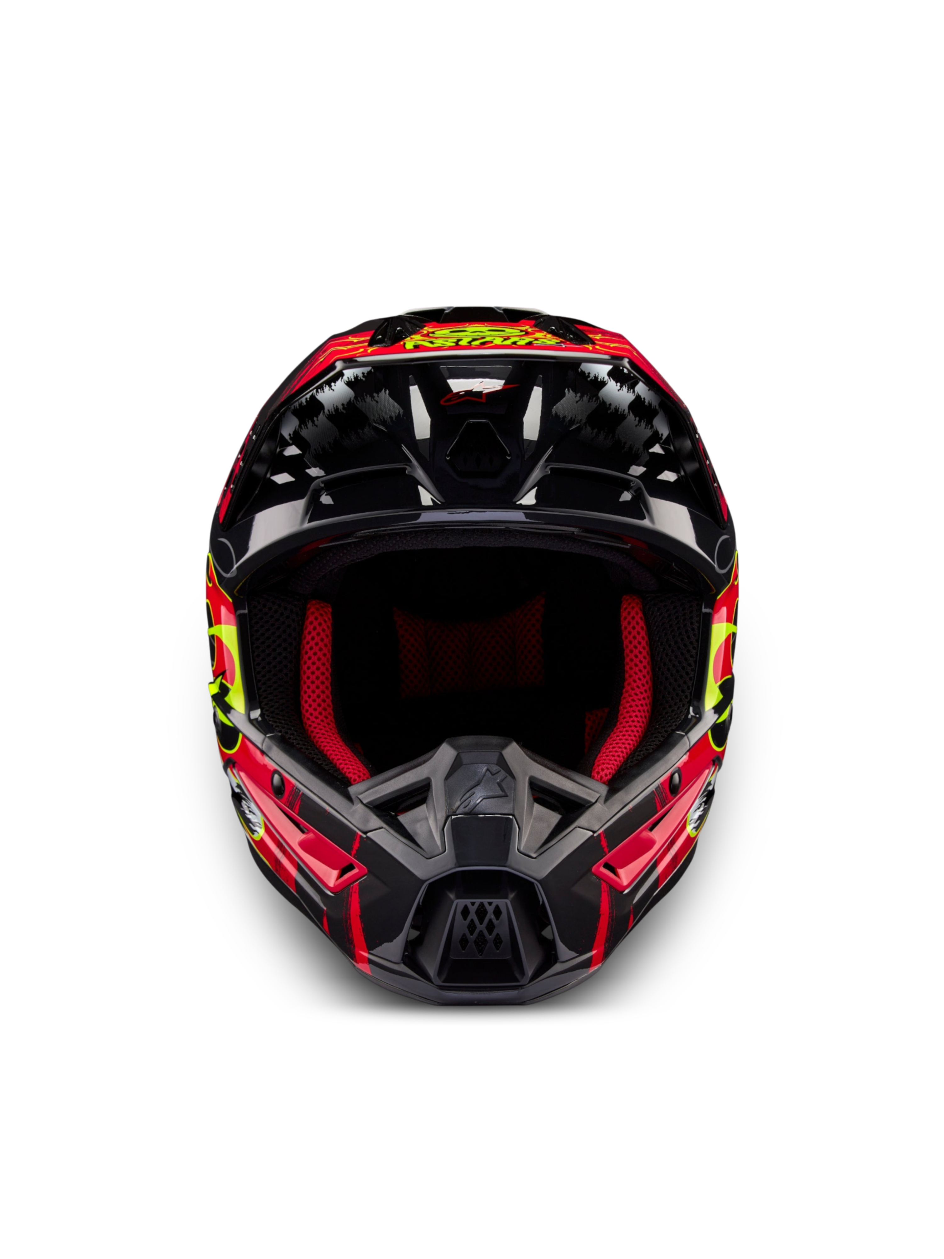 Alpinestars S-M5 Rash ECE 22.06 helm, motocross off-road helm in donkergrijs en helderrood, geventileerde thermoplastische schaal, ECE-gecertificeerd.