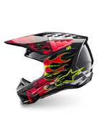 Alpinestars S-M5 Rash ECE 22.06 helm, motocrosshelm, donkergrijs en helderrood, lichtgewicht thermoplastische schaal.