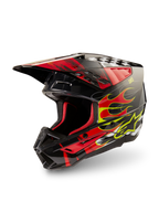 Alpinestars S-M5 Rash ECE 22.06 helm, motocrosshelm voor off-road, donkergrijs en helderrood glanzend, lichtgewicht bescherming.