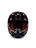 Alpinestars Honda S-M5 Helmet ECE, casque de motocross, noir et rouge brillant, vue de face présentant une finition noire brillante avec des graphismes rouges, rembourrage interne rouge vif, design angulaire avec de multiples entrées d'air, protection haute performance pour le motocross
