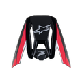 Visière Alpinestars Honda S-M5, Noir Rouge Brillant, visière de rechange pour casque de motocross, avec logos Alpinestars et Honda blancs, bandes graphiques rouges et blanches, finition brillante pour la pratique du tout-terrain