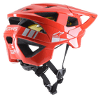 Alpinestars Vector Tech A2 MTB-Helm, Mountainbike-Helm, Leuchtend Rot und Hellgrau glänzend, mit 19 Belüftungsöffnungen, weißem Logo-Branding, gelbem MIPS-Futter und verstellbarem schwarzem Kinnriemen, strapazierfähig und leicht für Offroad-Schutz