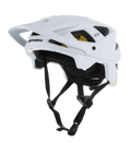 Alpinestars Vector Tech Solid Helm, MTB-Mountainbike-Helm, Weiß Matt und Glänzend, mit kantigem Design, mehreren Belüftungsöffnungen, verstellbaren schwarzen Kinnriemen, gelber Mips-Innenpolsterung und einem verstellbaren Visier vorne