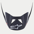 Alpinestars Visor Vector Tech A1, vervangend MTB-helmvizier, zwart lichtgrijs mat, prominent wit Astars-logo op de voorkant, hoekig snap-on ontwerp met ventilatieopeningen