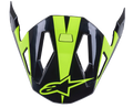 Alpinestars Missile vizier, MTB-helmaccessoire, zwart en neongeel glanzend, aerodynamisch ontwerp met uitsparingen voor luchtstroom, glanzende afwerking met neongeel sterlogo