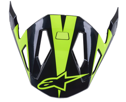 Alpinestars Missile Visor, accessoire pour casque de VTT, noir et jaune fluo brillant, design aérodynamique avec ouvertures pour la circulation de l'air, finition brillante avec logo étoile jaune fluo