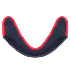 Alpinestars Supertech R10 kinflap, helmaccessoire, donkergrijze stof met een opvallende rood gestikte rand en een gebogen zwarte plastic rand, officieel vervangingsonderdeel voor S-R10 helmen