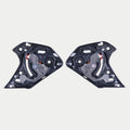 Alpinestars Supertech R10 Shield Mechanism, accessoire pour casque, noir, paire de mécanismes de visière de rechange pour casques S-R10, composants complexes en plastique noir avec pièces mécaniques visibles en métal et orange, matériel essentiel au fonctionnement de l'écran du casque.