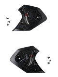 Alpinestars S-R7 viziermechanismeset, zwarte reserveonderdelen voor road racing motorhelmen, inclusief montageschroeven.