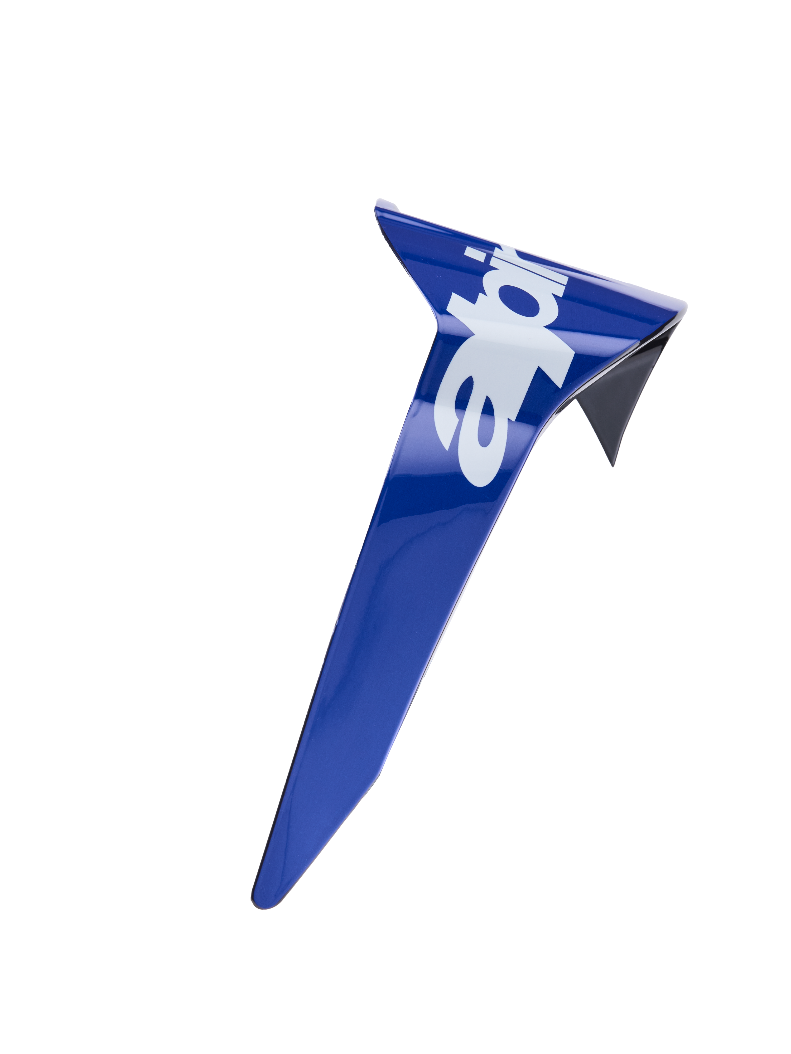 Aileron standard Alpinestars Supertech R10 Arius, pièce de rechange pour casque aérodynamique, bleu brillant avec marquage Alpinestars blanc, plastique moulé avec précision pour une stabilité optimale en course à haute vitesse.