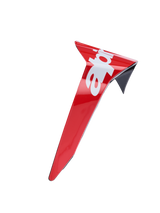 Alpinestars Supertech R10 Arius Standard Spoiler, aileron de casque de course, rouge brillant avec lettrage blanc, design aérodynamique avec accent noir, surface lisse et angulaire