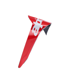 Alpinestars Supertech R10 Arius standaard spoiler, glanzend rood en wit, aerodynamisch helmaccessoire, vervangende spoiler met zwarte afwerking en logodetail
