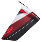Alpinestars Supertech R10 Team Race Spoiler, helmaccessoire, zwart carbon, rood en wit glanzend, aerodynamisch vervangingsonderdeel met hoekige graphics en een slank profiel