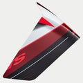 Alpinestars Supertech R10 Team Race Spoiler, helmaccessoire, zwart carbon, rood en wit glanzend, aerodynamisch reserveonderdeel met scherpe hoeken en grafische patronen, glanzende afwerking voor racehelmen